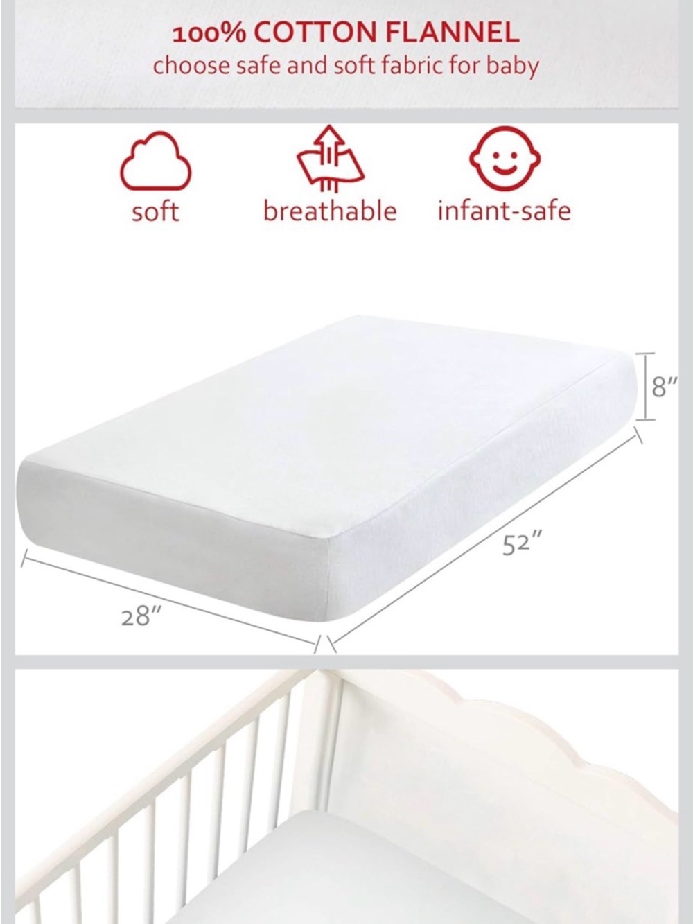 Premium White crib Bedding flannel Sheet